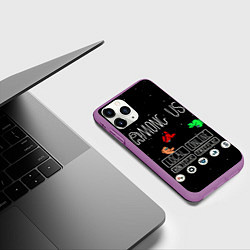 Чехол iPhone 11 Pro матовый Among Us Главное Меню, цвет: 3D-фиолетовый — фото 2