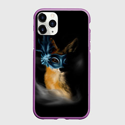 Чехол iPhone 11 Pro матовый Лиса в маске, цвет: 3D-фиолетовый