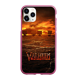 Чехол iPhone 11 Pro матовый Valheim Корабли, цвет: 3D-малиновый