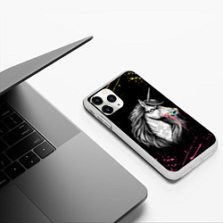 Чехол iPhone 11 Pro матовый ЕДИНОРОГ UNICORN RAINBOW, цвет: 3D-белый — фото 2