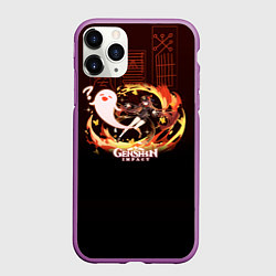 Чехол iPhone 11 Pro матовый Genshin Impact - Hu Tao, цвет: 3D-фиолетовый