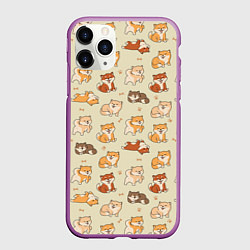 Чехол iPhone 11 Pro матовый Шиба-Ину, цвет: 3D-фиолетовый