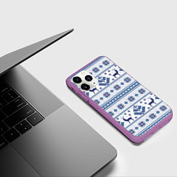 Чехол iPhone 11 Pro матовый Русские народные узоры, цвет: 3D-фиолетовый — фото 2