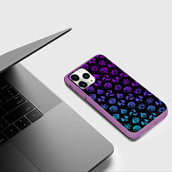 Чехол iPhone 11 Pro матовый GENSHIN IMPACT NEON, цвет: 3D-фиолетовый — фото 2