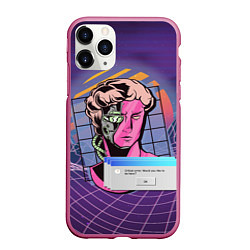 Чехол iPhone 11 Pro матовый Vaporwave Cyborg Statue, цвет: 3D-малиновый