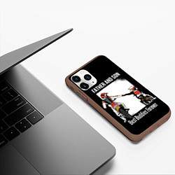 Чехол iPhone 11 Pro матовый Папа и сын, цвет: 3D-коричневый — фото 2