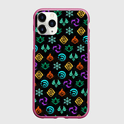 Чехол iPhone 11 Pro матовый GENSHIN IMPACT ЭМБЛЕМЫ, цвет: 3D-малиновый