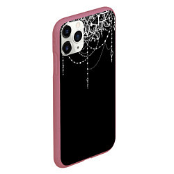 Чехол iPhone 11 Pro матовый Белая Мандала, цвет: 3D-малиновый — фото 2