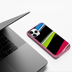 Чехол iPhone 11 Pro матовый Волны, цвет: 3D-малиновый — фото 2