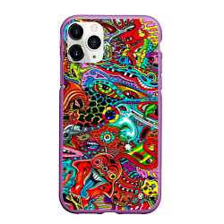 Чехол iPhone 11 Pro матовый Яркая абстракция bright abstraction, цвет: 3D-фиолетовый