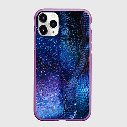 Чехол iPhone 11 Pro матовый Синяя чешуйчатая абстракция blue cosmos, цвет: 3D-фиолетовый