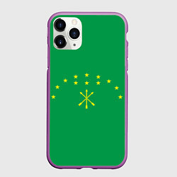 Чехол iPhone 11 Pro матовый Адыгея, цвет: 3D-фиолетовый