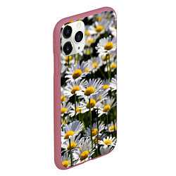 Чехол iPhone 11 Pro матовый Ромашки, цвет: 3D-малиновый — фото 2