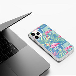 Чехол iPhone 11 Pro матовый Фламинго, цвет: 3D-белый — фото 2