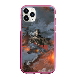 Чехол iPhone 11 Pro матовый Стимпанк бой Steampunk Ship Z, цвет: 3D-малиновый