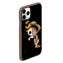 Чехол iPhone 11 Pro матовый ONE PIECE ЛУФФИ ЧЕРЕП СИМВОЛ, цвет: 3D-коричневый — фото 2