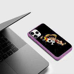 Чехол iPhone 11 Pro матовый ONE PIECE ЛУФФИ ЧЕРЕП СИМВОЛ, цвет: 3D-фиолетовый — фото 2