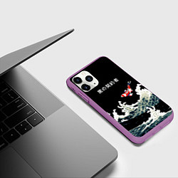 Чехол iPhone 11 Pro матовый Японский Стиль Карп Кои, цвет: 3D-фиолетовый — фото 2