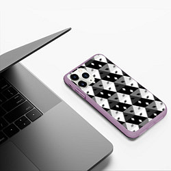 Чехол iPhone 11 Pro матовый Абстрактные кубики, цвет: 3D-сиреневый — фото 2