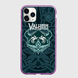Чехол iPhone 11 Pro матовый Valheim шлем с рогами, цвет: 3D-фиолетовый