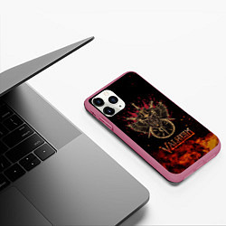 Чехол iPhone 11 Pro матовый Valheim символ черепа, цвет: 3D-малиновый — фото 2