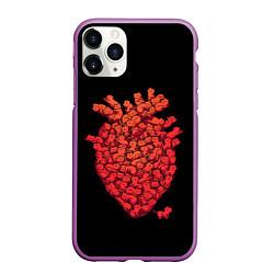 Чехол iPhone 11 Pro матовый Сердце Из Котиков, цвет: 3D-фиолетовый