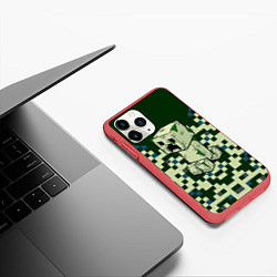 Чехол iPhone 11 Pro матовый Minecraft Крипер, цвет: 3D-красный — фото 2