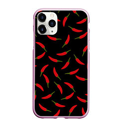 Чехол iPhone 11 Pro матовый Chili peppers, цвет: 3D-розовый