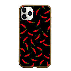 Чехол iPhone 11 Pro матовый Chili peppers, цвет: 3D-коричневый