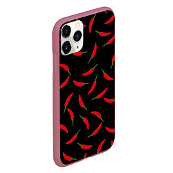 Чехол iPhone 11 Pro матовый Chili peppers, цвет: 3D-малиновый — фото 2