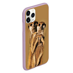 Чехол iPhone 11 Pro матовый Сурикаты, цвет: 3D-сиреневый — фото 2