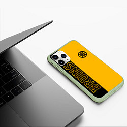 Чехол iPhone 11 Pro матовый NHL BOSTON BRUINS, цвет: 3D-салатовый — фото 2
