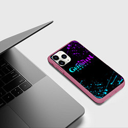 Чехол iPhone 11 Pro матовый GENSHIN IMPACT NEON LOGO, цвет: 3D-малиновый — фото 2