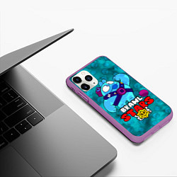 Чехол iPhone 11 Pro матовый Brawl StarsSqueak, цвет: 3D-фиолетовый — фото 2