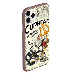 Чехол iPhone 11 Pro матовый Cuphead and Devil, цвет: 3D-коричневый — фото 2