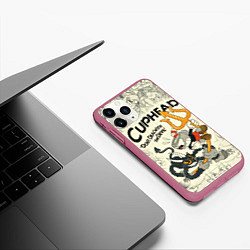 Чехол iPhone 11 Pro матовый Cuphead and Devil, цвет: 3D-малиновый — фото 2