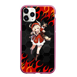 Чехол iPhone 11 Pro матовый Genshin Impact - Klee, цвет: 3D-малиновый