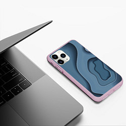 Чехол iPhone 11 Pro матовый Абстракция бумажные волны, цвет: 3D-розовый — фото 2