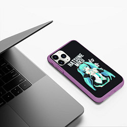 Чехол iPhone 11 Pro матовый Hatsune Miku Хацунэ Мику, цвет: 3D-фиолетовый — фото 2