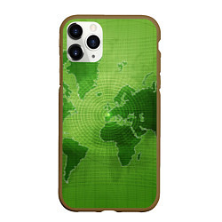 Чехол iPhone 11 Pro матовый Карта мира, цвет: 3D-коричневый