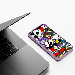 Чехол iPhone 11 Pro матовый Cuphead главные герои, цвет: 3D-сиреневый — фото 2