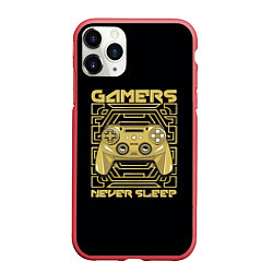 Чехол iPhone 11 Pro матовый GAMERS NEVER SLEEP, цвет: 3D-красный