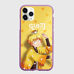 Чехол iPhone 11 Pro матовый Zenitsu Agatsuma Kimetsu no Yaiba, цвет: 3D-фиолетовый