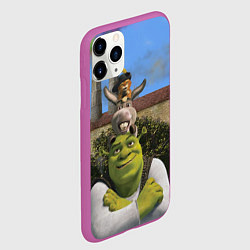 Чехол iPhone 11 Pro матовый Шрек, Кот и Осёл, цвет: 3D-фиолетовый — фото 2