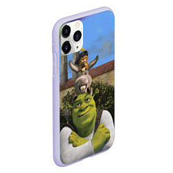 Чехол iPhone 11 Pro матовый Шрек, Кот и Осёл, цвет: 3D-светло-сиреневый — фото 2