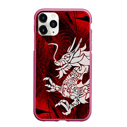 Чехол iPhone 11 Pro матовый Chinese Dragon, цвет: 3D-малиновый