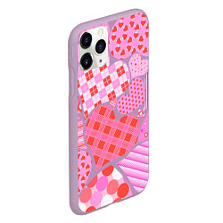 Чехол iPhone 11 Pro матовый Pink heart, цвет: 3D-сиреневый — фото 2