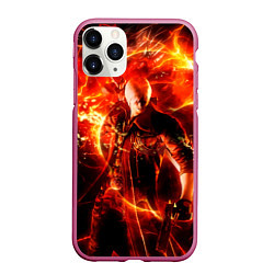 Чехол iPhone 11 Pro матовый Данте в огне, цвет: 3D-малиновый
