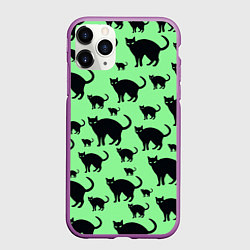 Чехол iPhone 11 Pro матовый Кошачий фон, цвет: 3D-фиолетовый