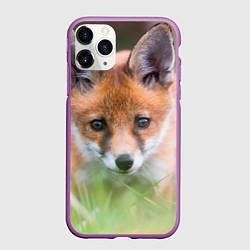 Чехол iPhone 11 Pro матовый Лисенок в засаде, цвет: 3D-фиолетовый